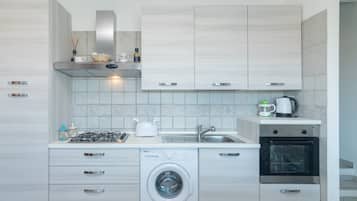 Fridge, oven, stovetop, coffee/tea maker