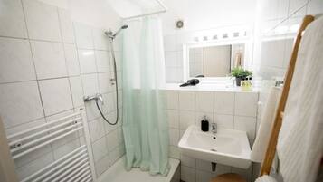 Hair dryer, towels, toilet paper