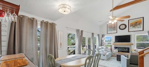 The dining room opens up into the living room with gorgeous Hill Country views right in front of you. Enjoy breakfast with a view!