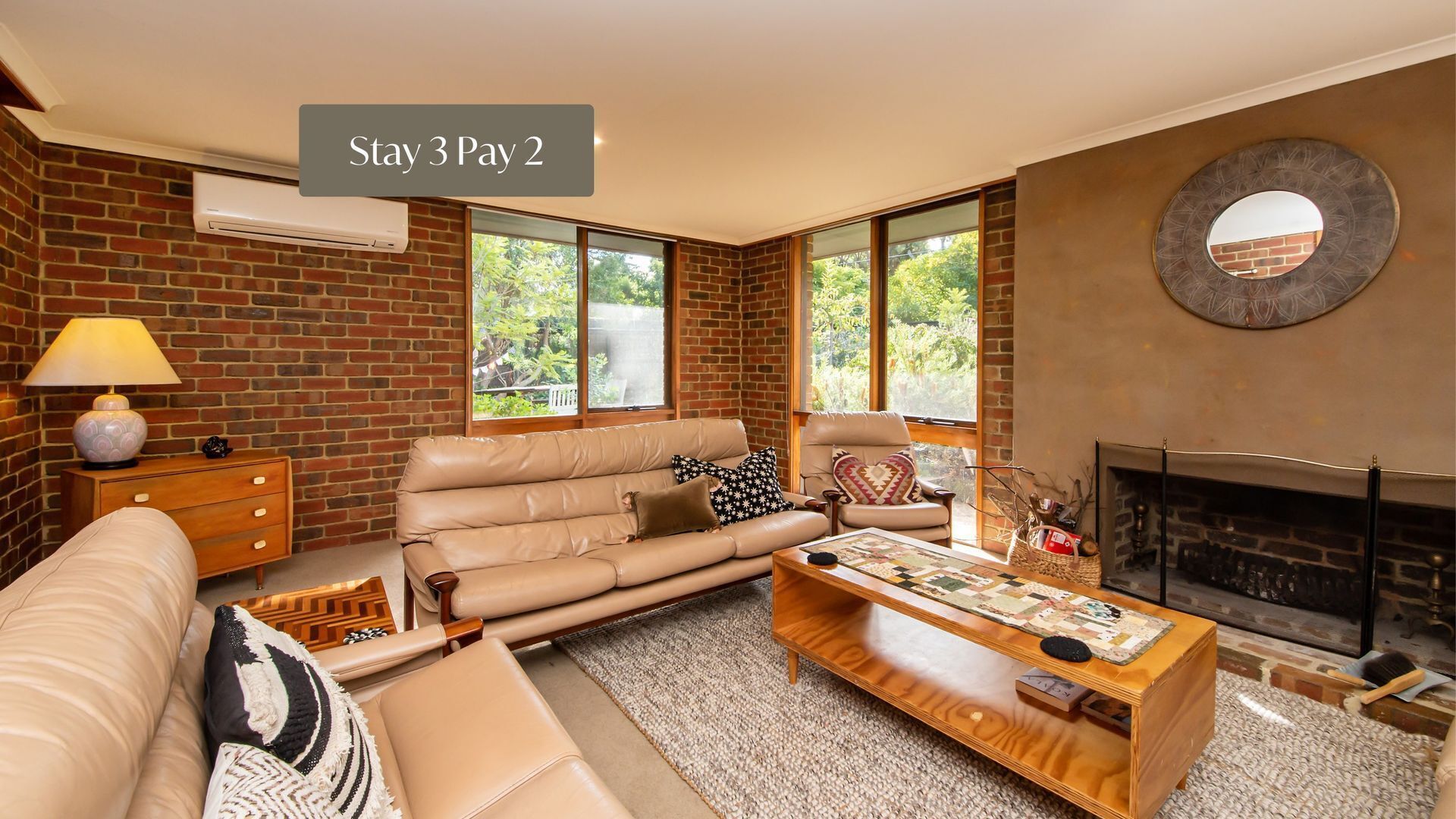 Smart TV, fireplace, table tennis