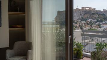Panoramic-Apartment, 1 Schlafzimmer, Terrasse, Stadtblick | Ausblick vom Zimmer