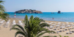 Playa privada, arena blanca, traslado desde/hacia la playa