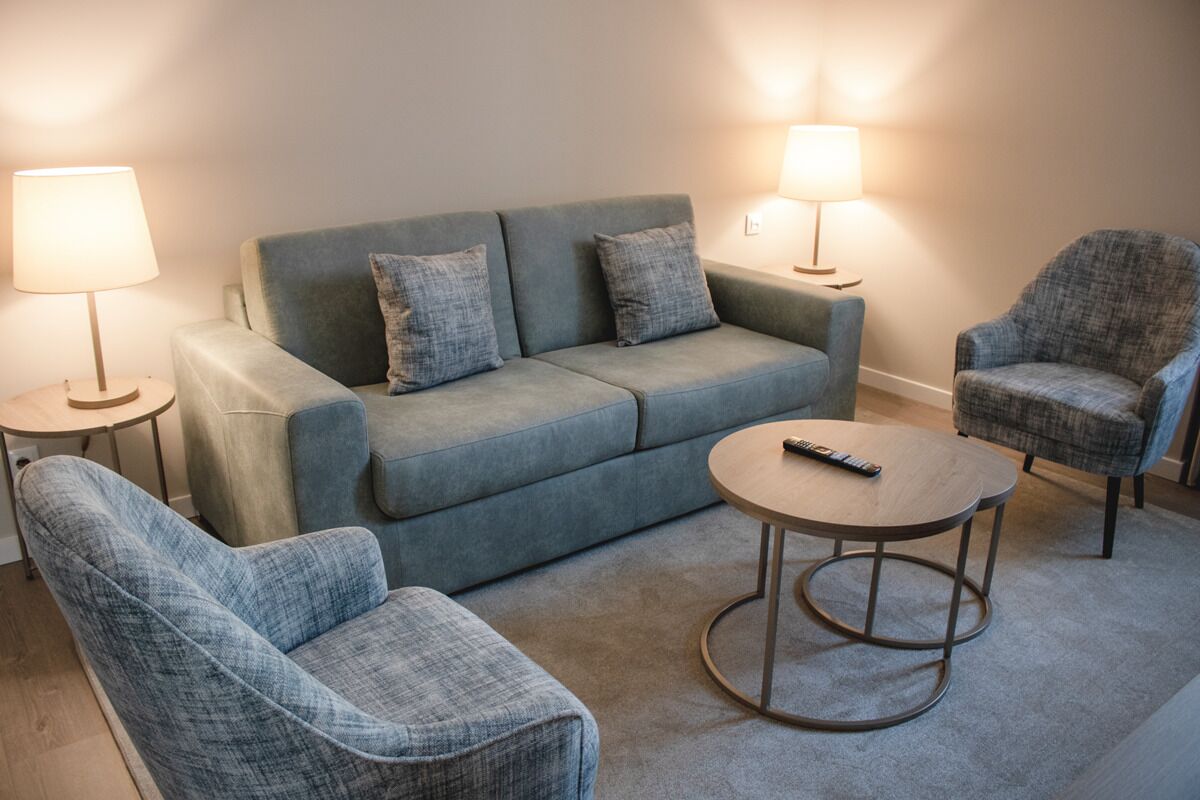 deluxe suite | living area | 47-cm flat-screen tv with cable channels