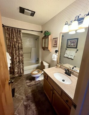 Bathtub, hair dryer, towels - Quail Cove 1616 at Rumbling Bald (Lake Lure)