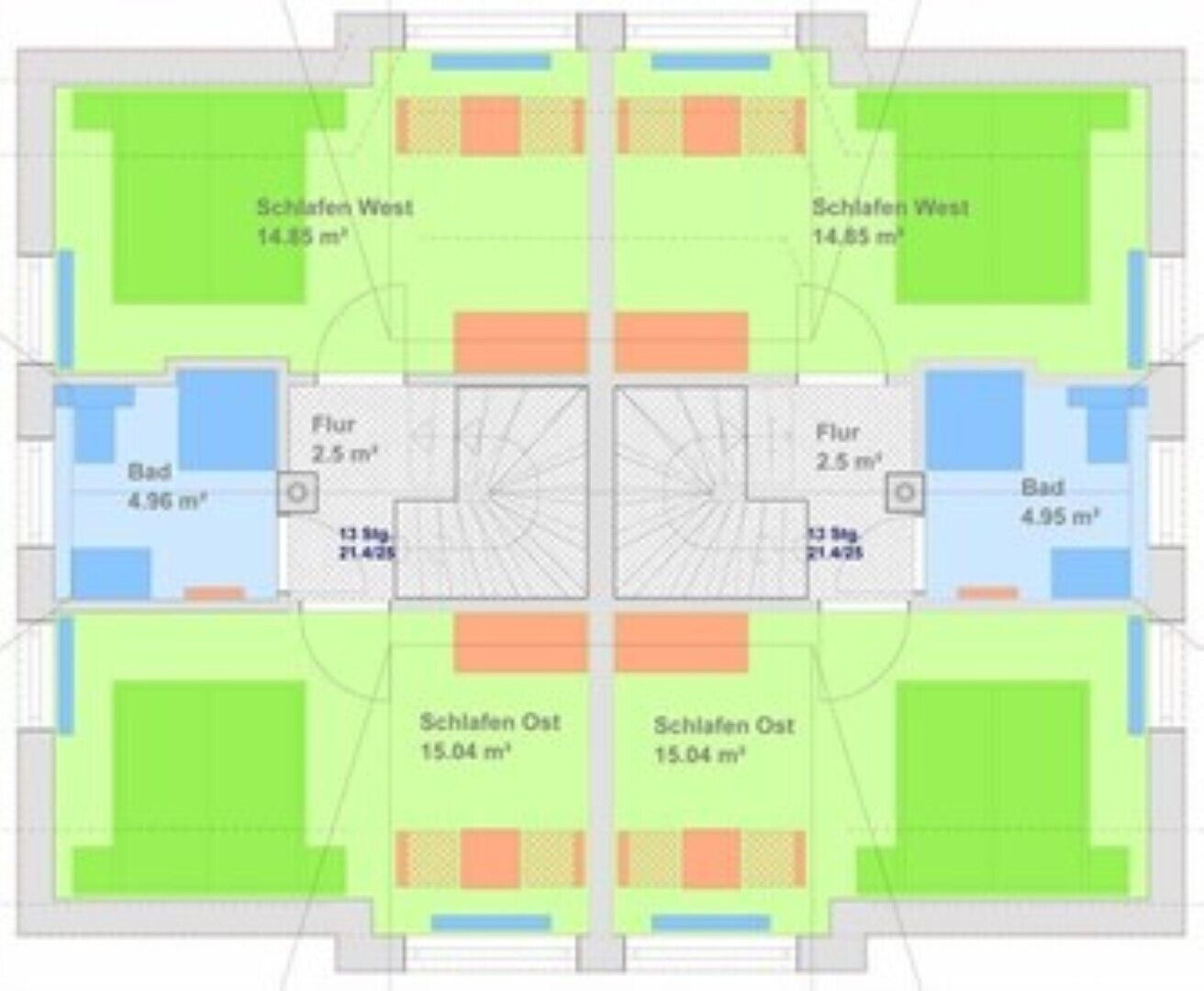 Voici le plan d’un hôtel comprenant deux ailes, chaque aile étant composée de deux chambres et d’un espace commun. Chaque chambre est identifiée par son nom et sa superficie en mètres carrés.