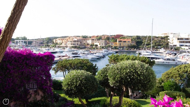 A marina with boats, surrounded by greenery and buildings. - Welcomely - Porto Cervo sul Mare (Arzachena)
