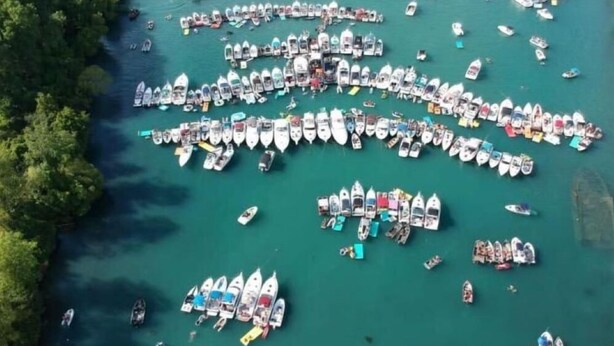 An aerial view of a marina with numerous boats docked in a structured layout. - Fishing / Hunting / Boating - Dream Location -Boats Also Available For Rent  (Grosse Ile Township)