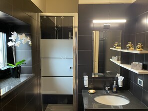 Dusche, kostenlose Toilettenartikel, Haartrockner, Bidet
