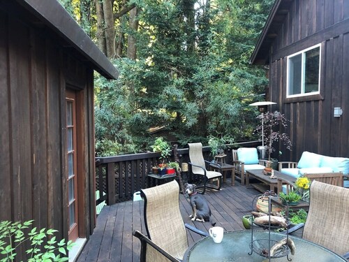 Luxury Redwood House across from the Russian River