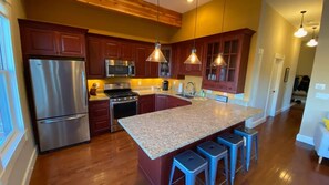 Fridge, microwave, oven, stovetop - Two spacious bedrooms with ample living space and a gourmet kitchen right in the heart of downtown Salida, this gorgeously furnished condo will not disappoint! (Salida)