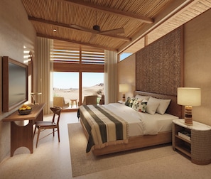 Minibar, in-room safe, desk, laptop workspace - Six Senses Southern Dunes, The Red Sea (Umluj)
