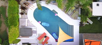 suite with kitchenette, pet friendly, clothing optional pool, in a gay hotel