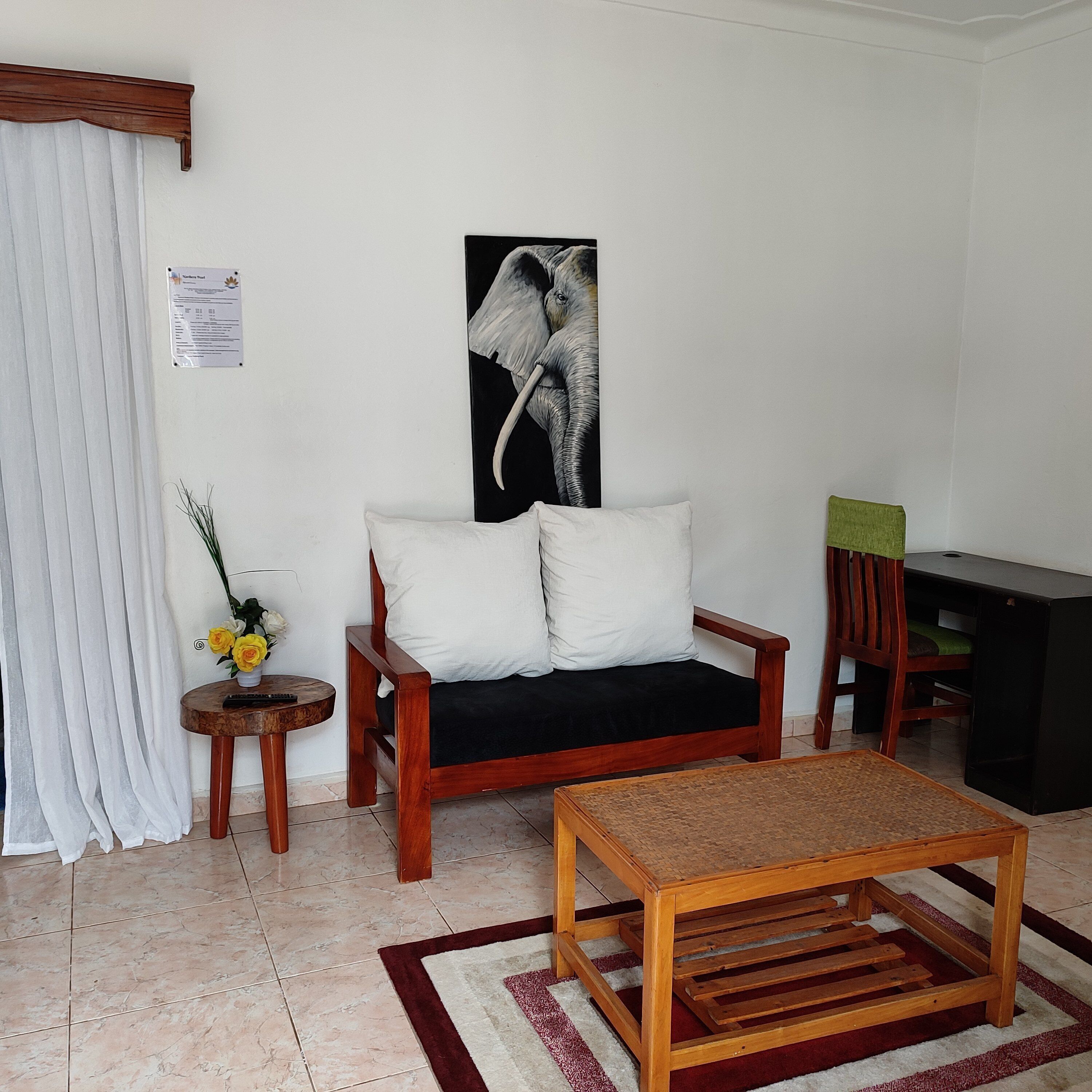 Premium bedding, pillowtop beds, desk, laptop workspace