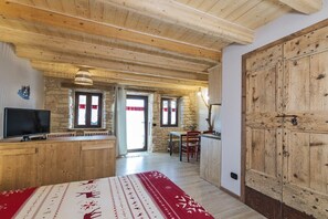 Studio Exclusif, 1 très grand lit et 1 canapé-lit, coin cuisine, rez-de-chaussée | Coin séjour