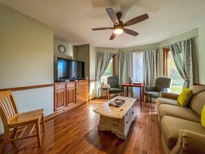 Een televisie en een open haard