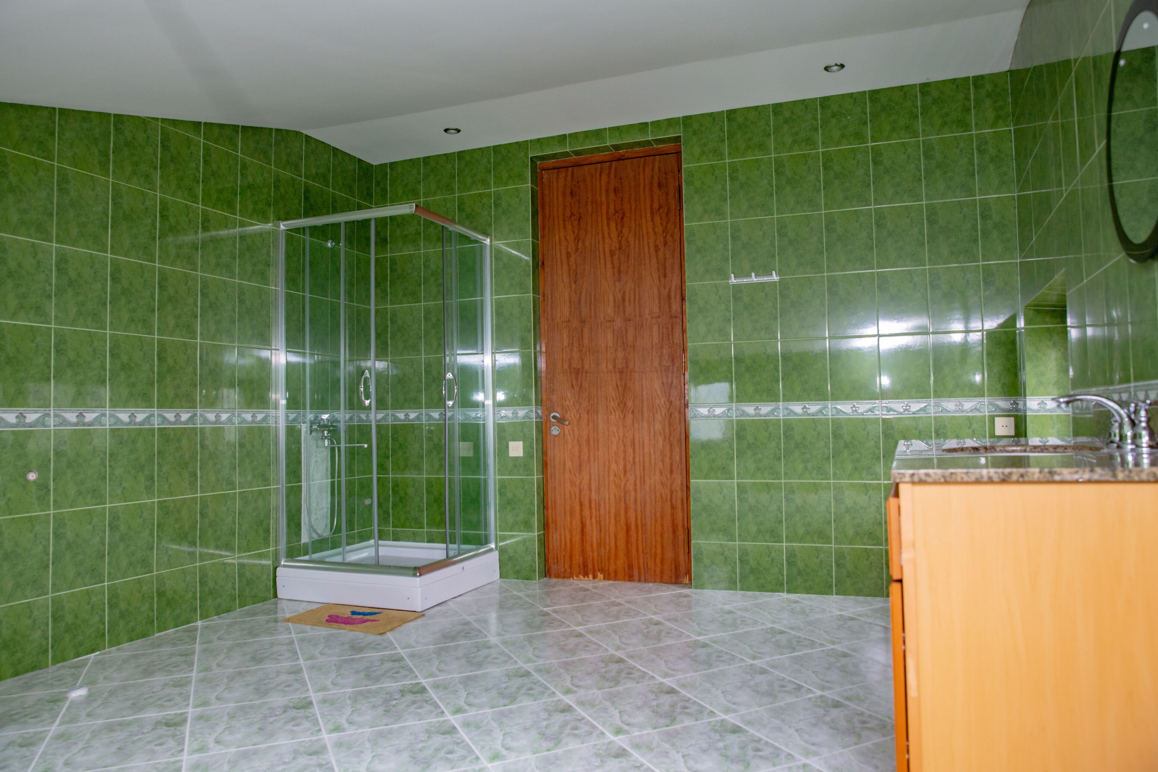 Shower, towels, soap, shampoo
