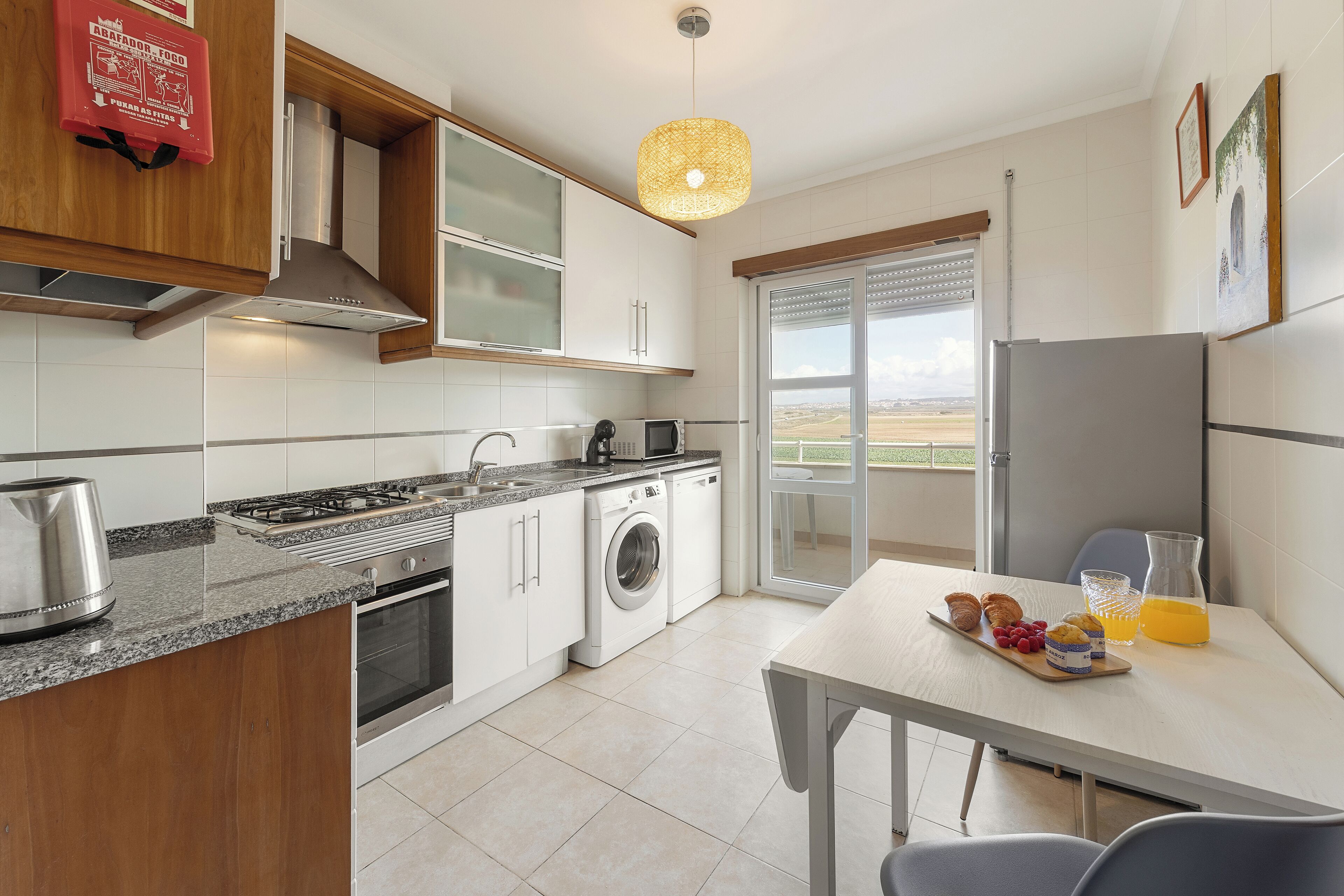 Microwave, oven, coffee/tea maker, cookware/dishes/utensils