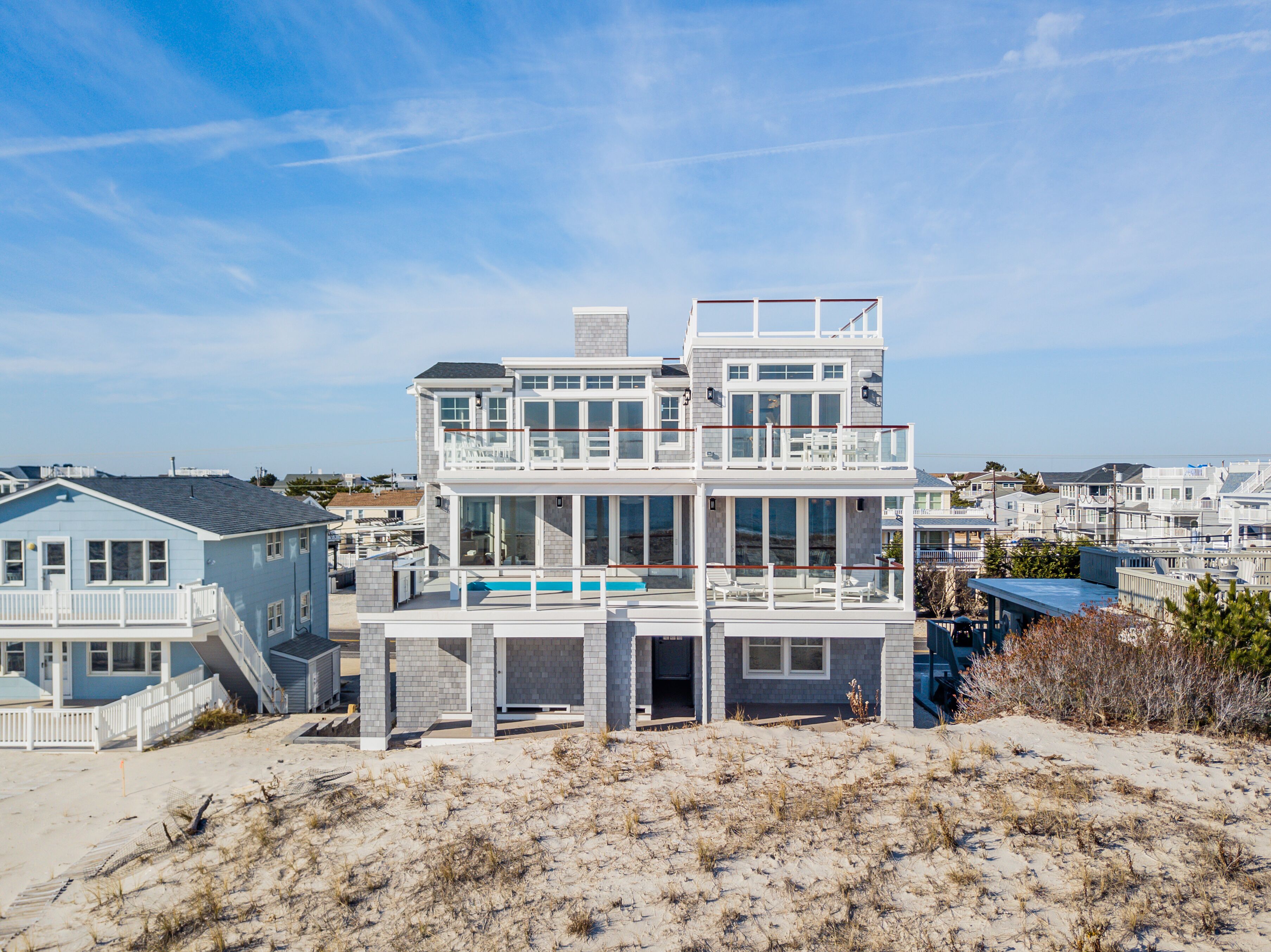 Beachfront with in-deck saltwater pool, panoramic views and private beach access