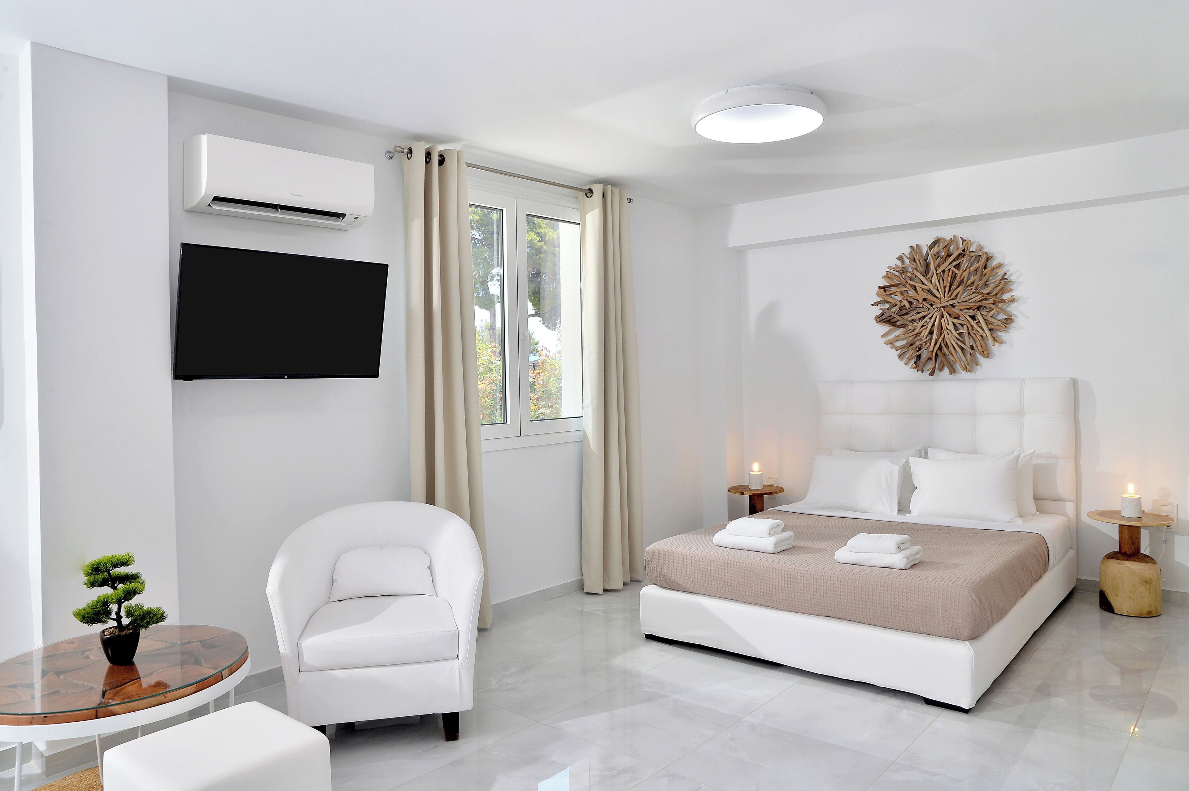 Estudio Deluxe, vista al jardín | Sábanas de algodón egipcio, ropa de cama de alta calidad y edredón 