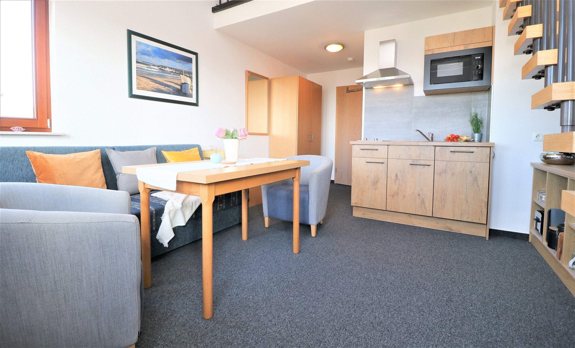 Appartement mit Balkon, Boddenblick und Blick auf den Wustrower Hafen