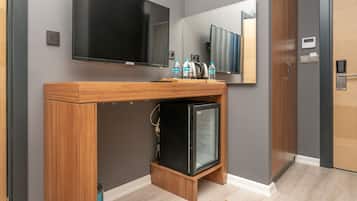 Premium bedding, minibar, desk, laptop workspace