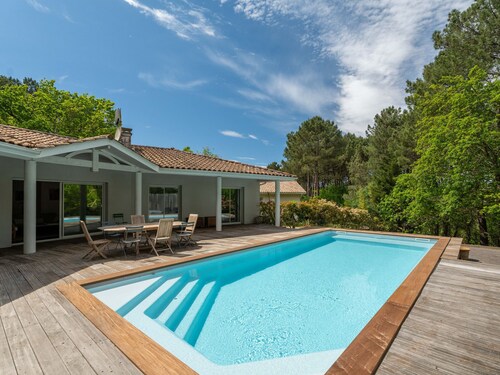 Villa Biscarrosse Golf, 8 pers, piscine chauffée, jardin