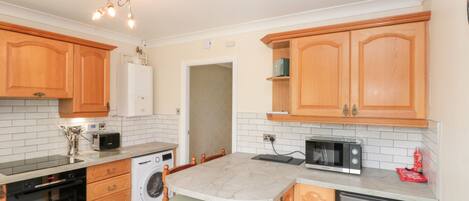 Fridge, dishwasher, electric kettle, toaster