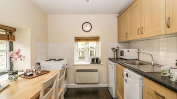 Fridge, dishwasher, electric kettle, toaster