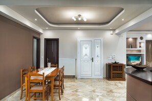 Comfort Villa, 4 Bedrooms, Non Smoking, Pool View | Living area | 32-inch Smart TV with digital channels, TV, fireplace - Zen Villa (Zakynthos)