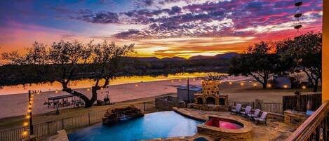 Piscine extérieure, piscine chauffée