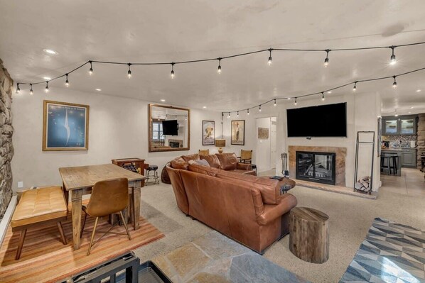 TV, fireplace, video games, offices