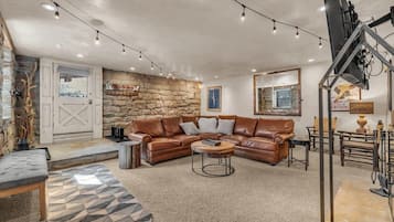 TV, fireplace, video games, offices