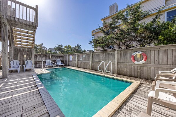 Outdoor pool - Semi-Oceanfront Home with Private Pool, Hot Tub, and Nearby Beach Access (Avon)