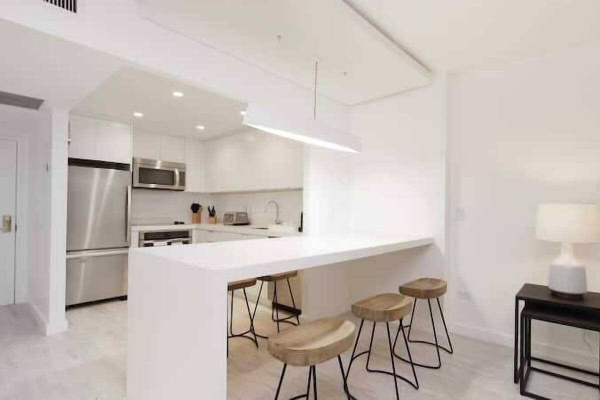 Departamento, 1 habitación | Cocina privada | Refrigerador con congelador, microondas, horno y parrilla de estufa
