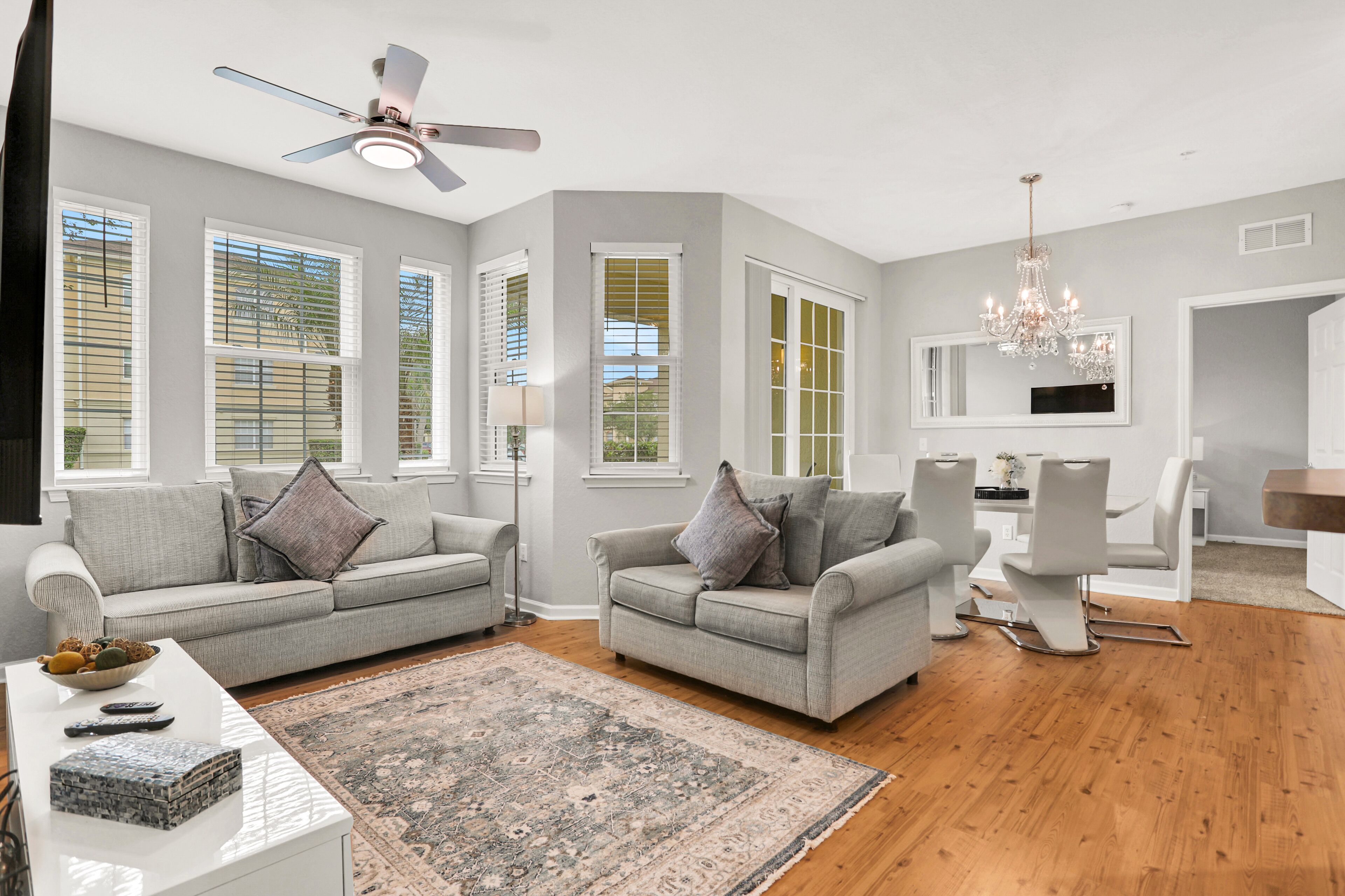 Ground-floor condo with outdoor pool, gym, hot tub, game room, & patio