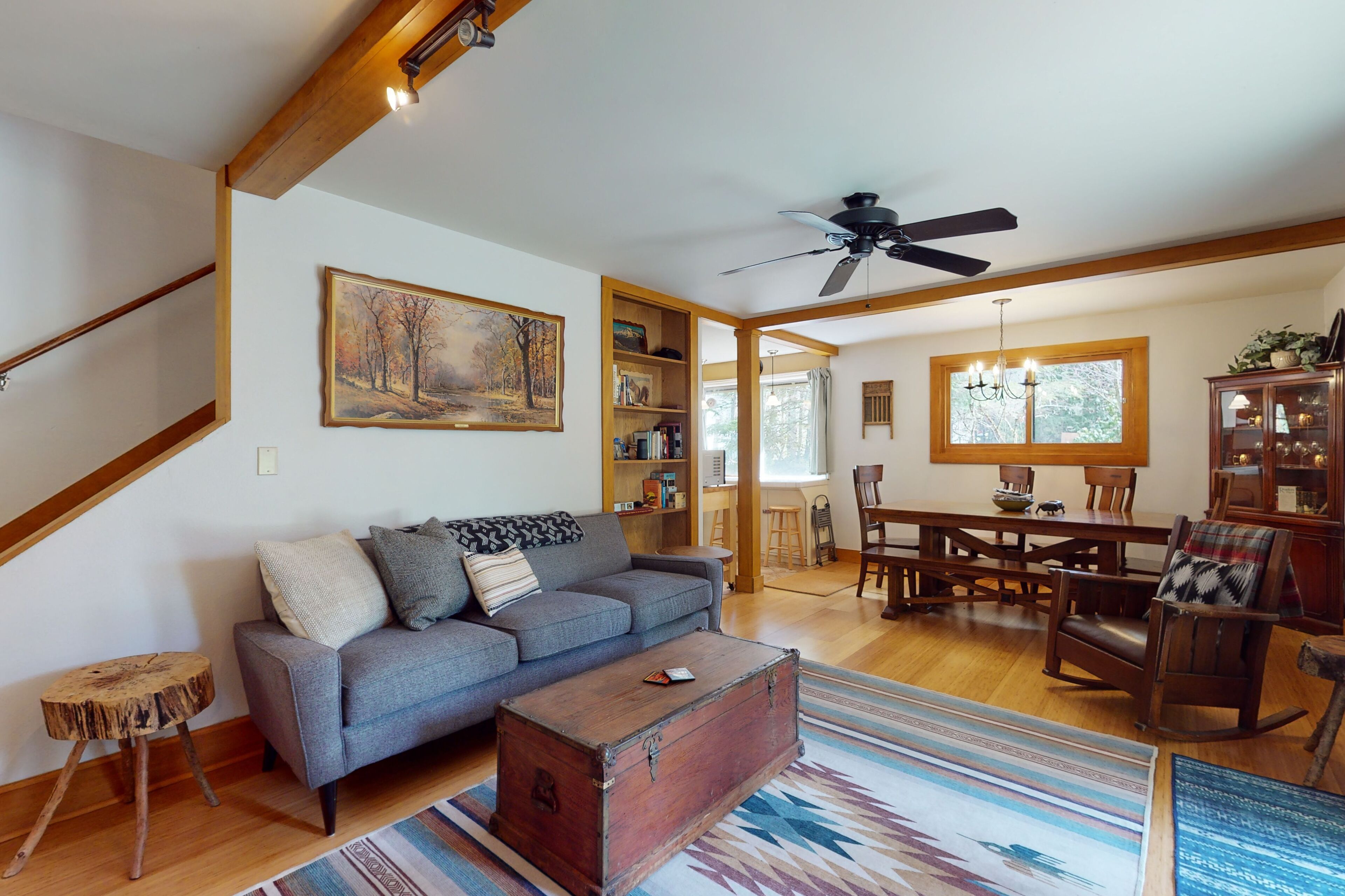 Inviting home with patio, fireplace, full kitchen, & W/D