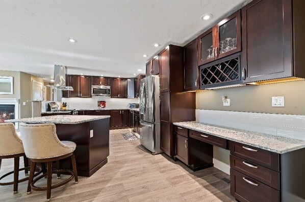 Fridge, microwave, oven, dishwasher