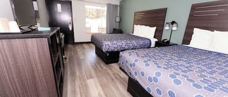 Desk, free WiFi, bed sheets