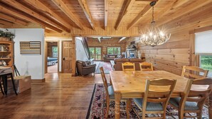 Dining - Log Cabin near Snowshoe | Hot Tub + Mtn Views | 5 Wooded Acres (Slatyfork)