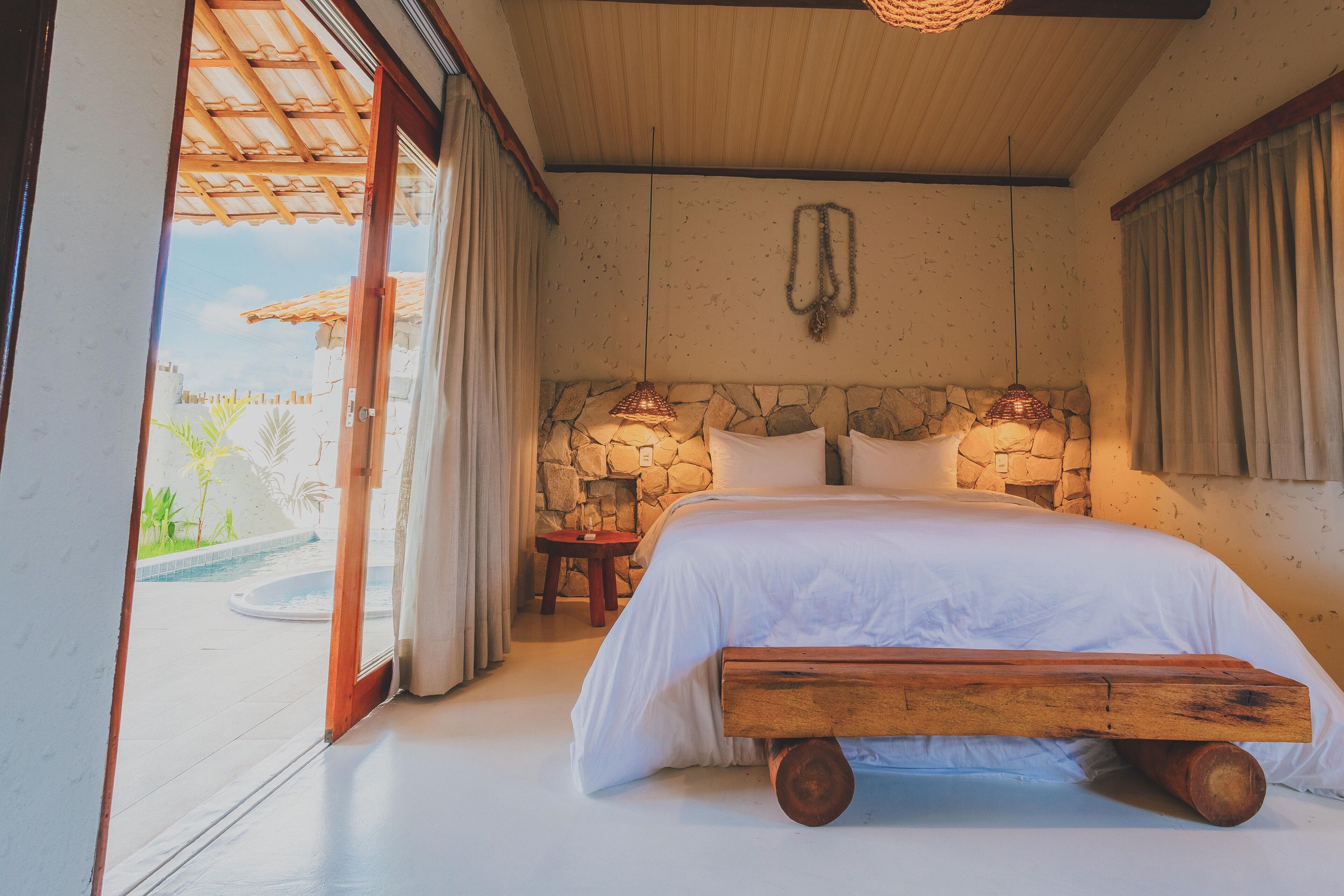 Chalé superluxo, 1 cama King, banheira de hidromassagem | 1 quarto, roupas de cama premium, edredons de pluma, frigobar