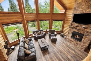TV, fireplace