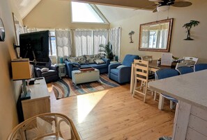 TV connectée, cheminée, lecteur de DVD