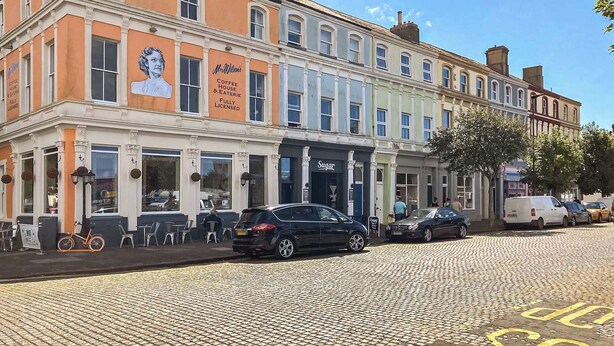 A building with a sign for 'Mrs. Wilson's Coffee House & Eatery'. - The Court House - UK43908 (Silloth)