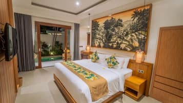 Deluxe villa, 1 slaapkamer, privézwembad | Een kluis op de kamer, een strijkplank/strijkijzer, gratis wifi