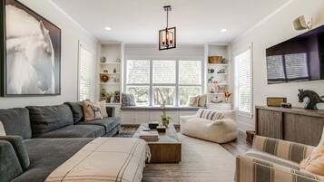 Smart TV, fireplace, video games, foosball