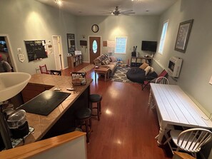 Smart TV, video games, foosball, books