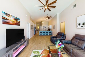 TV, fireplace - Private pool home with spa, screened patio, central AC, & washer/dryer (Davenport)