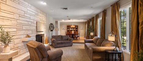 Televisión, chimenea y videojuegos