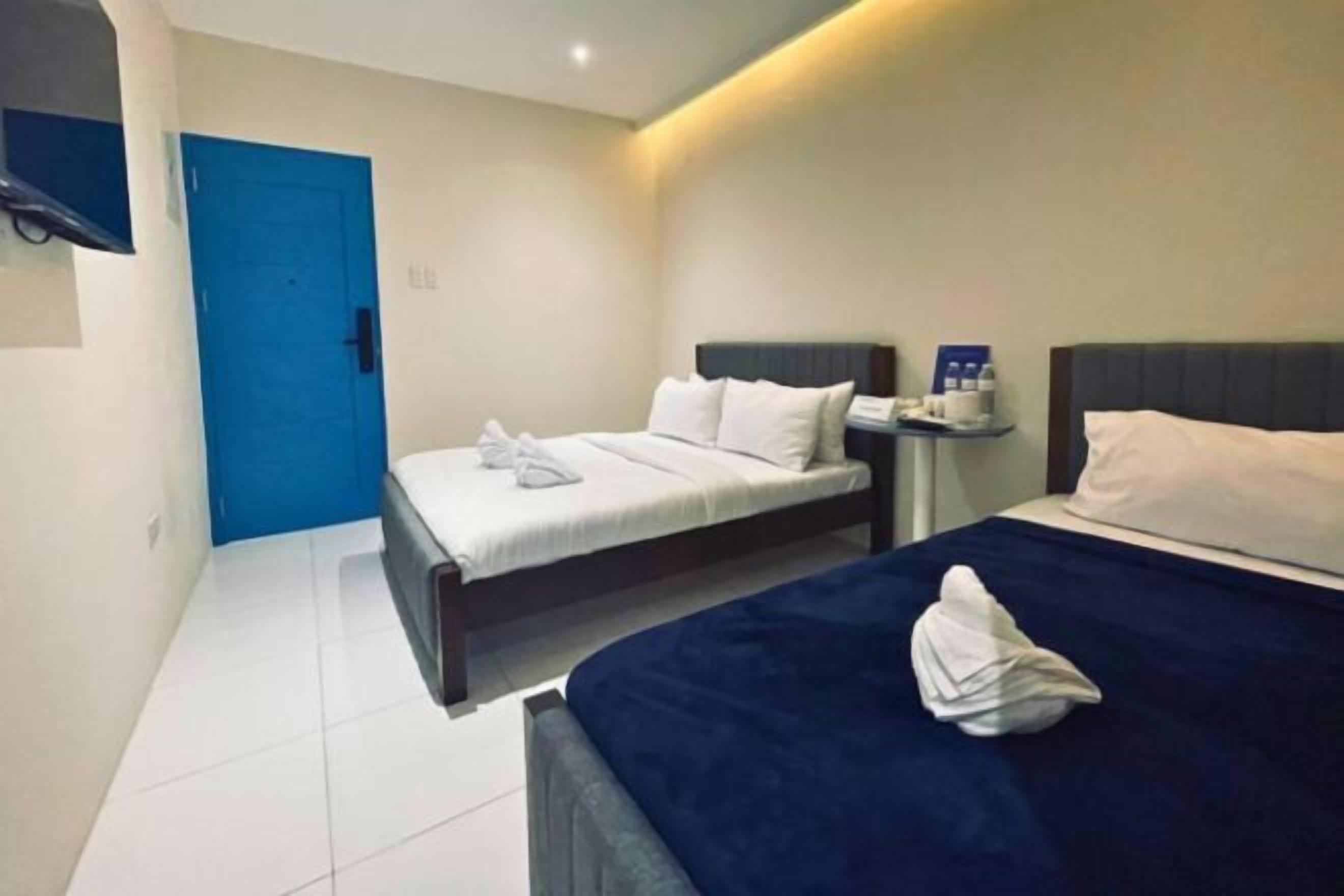 Premium bedding, Select Comfort beds, desk, laptop workspace