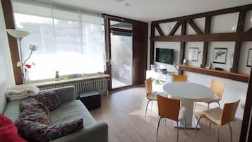 TV, ping pong, books, stereo